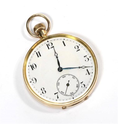 Lot 288 - An early 20th century 9 carat gold pocket watch, the enamel dial with Arabic numerals, import marks