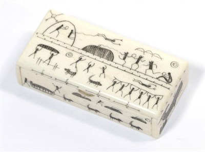 Lot 313 - A small inuit whale bone needle box