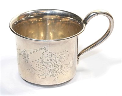 Lot 326 - A Japanese silver Christening mug, stamped 'Sterling 950 K. Uyeda' approximately 2.5ozt