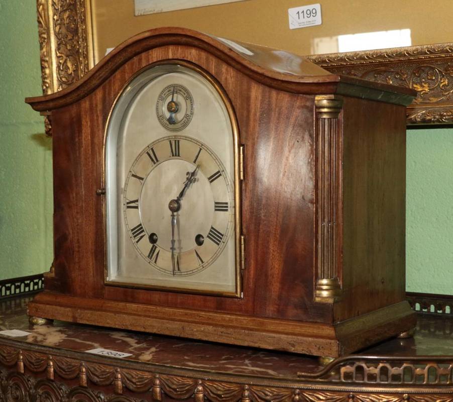 Lot 341 - A mahogany mantel clock striking on two gongs, circa 1920s