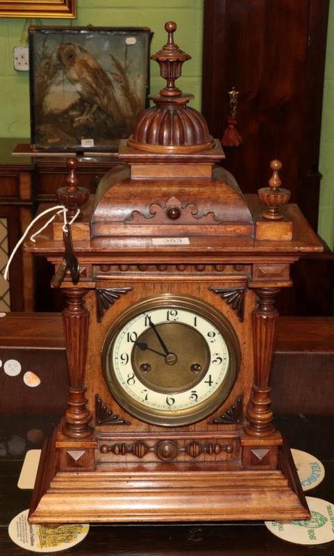 Lot 353 - A walnut striking mantle clock, circa 1910