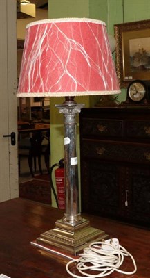 Lot 355 - A large electroplated table lamp retailed by Fattorini & Sons, presentation inscription dated 1915