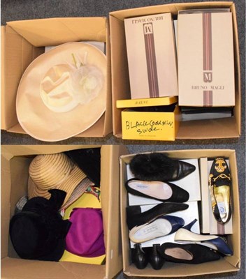 Lot 1035 - Assorted modern ladies costume accessories including, 13 pairs of Bruno Magli court shoes, 2...