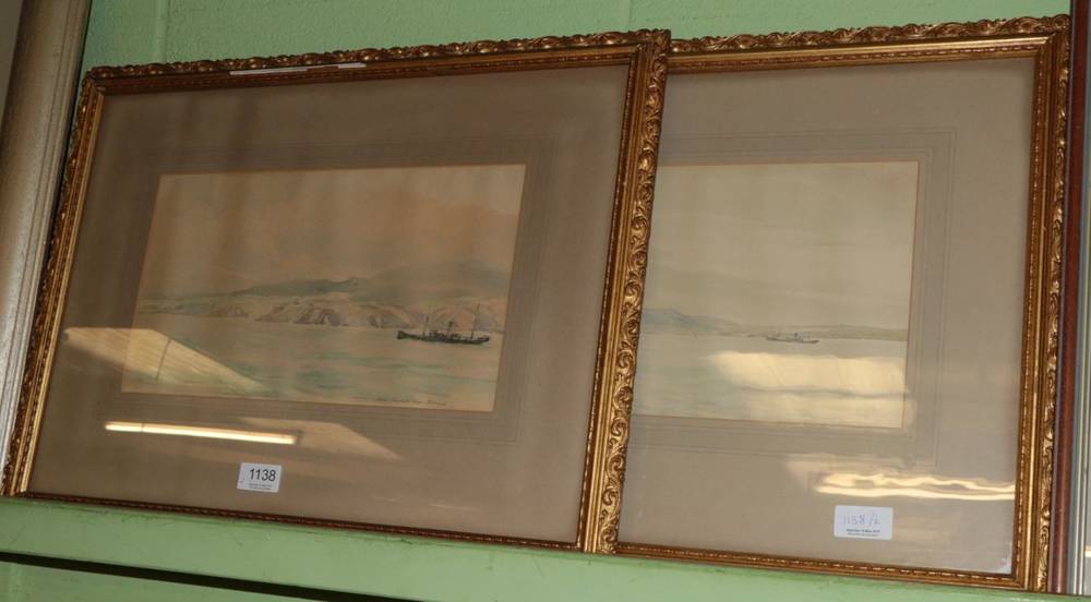 Lot 1138 - Muirhead Bone, two Portuguese seascapes, pencil and watercolour, both signed and titled in pencil