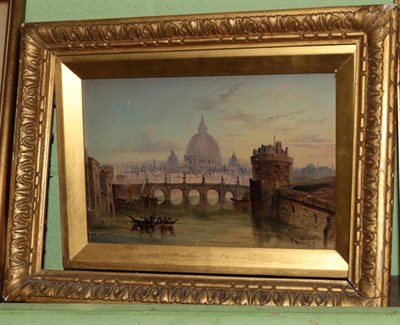 Lot 1143 - W Searle (19th century) View of Rome, signed and dated 1882, oil on panel, 17cm by 25cm