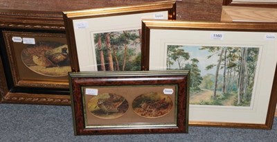 Lot 1160 - After Archibald Thorburn, two gilt framed prints of wildfowl; together with two woodland...