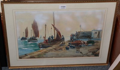 Lot 1164 - David Martin (fl.1887-1935) Pitenween Harbour, signed and inscribed, watercolour, 33.5cm by 51.5cm
