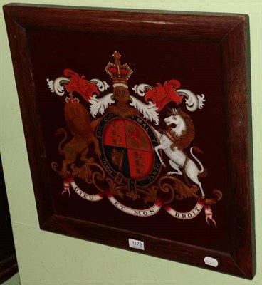 Lot 1178 - British Royal Coat of Arms, oil on board