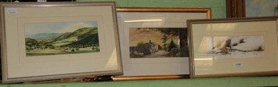 Lot 1180 - Terry Logan, Kilnsey Crag from Park Rash; Dentdale in Winter; and Riding Farm, Bolton Abbey (3)