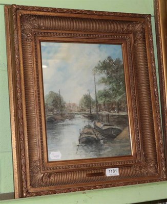 Lot 1181 - Follower of Johan Hendrik van Mastenbroeck (1875-1945) Dutch, Canal boats, bears signature,...