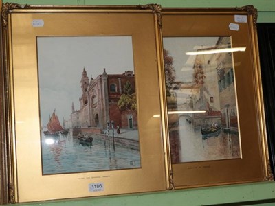 Lot 1186 - Vittorio Rappini (Italian, 1877-1939) ''Morning in Venice'' and ''Near the Arsenal, Venice'',...