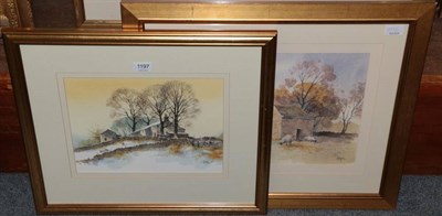 Lot 1197 - Terry Logan, ''Winter Evening, Fox Up'' and ''Autumn Day near Linton'', watercolour (2)