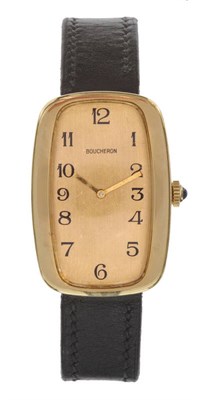 Lot 625 - An 18ct Gold Rectangular Wristwatch, signed Boucheron, Paris, circa 1970, 17-jewel lever...