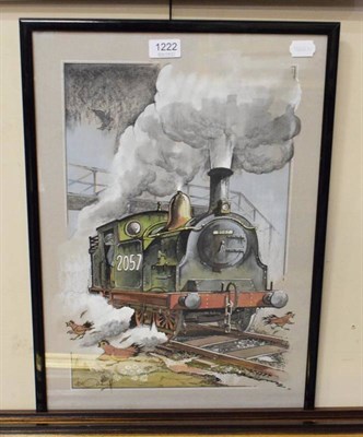 Lot 1222 - Peter Caldwell ''Southern Tank Engine'', pastel and watercolour, framed and glazed