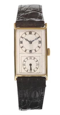 Lot 626 - An 18ct Gold Rectangular Wristwatch, 'So Called Doctor's Watch', circa 1940, 15-jewel lever...