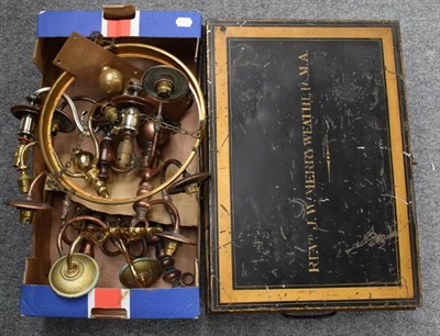 Lot 1249 - A 19th century hinged box Rev J W Merryweather; and a quantity of light fitments