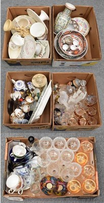 Lot 1254 - Assorted ceramics and glass to include 20th century Chinese ceramics (five boxes)