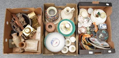 Lot 1260 - Assorted ceramics and other items to include clocks; a musical inlaid cigarette box; Victorian...