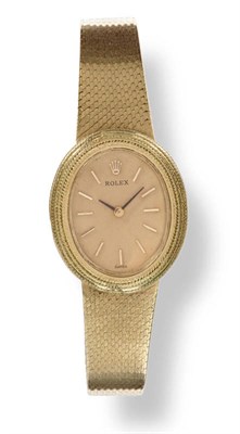 Lot 629 - A Lady's 14ct Gold Wristwatch, signed Rolex, circa 1980, (calibre 1400) 18-jewel lever...