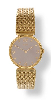 Lot 630 - A Lady's 18ct Gold Wristwatch, signed Piaget, circa 2000, mechanical lever movement, grey...