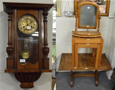 Lot 1325 - Nest of two oak tables, modern; Victorian dressing table mirror; an oak coffee table and Vienna...