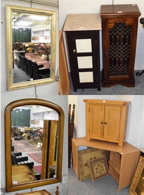 Lot 1328 - Modern furniture comprising a CD rack; a side table; a side cabinet; a corner desk; two...