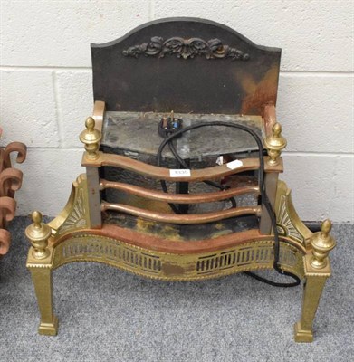 Lot 1335 - An electric fire; brass fire dogs; grates etc