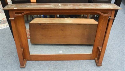 Lot 1336 - An Arts & Crafts oak over mantle mirror