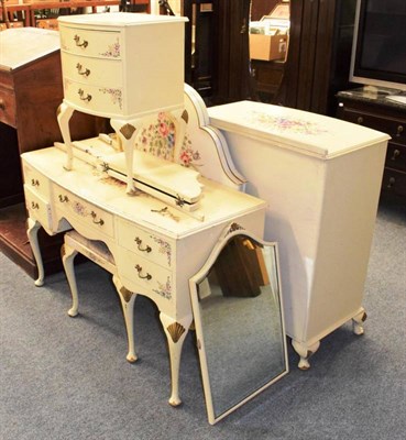 Lot 1353 - A cream and floral painted part bedroom suite