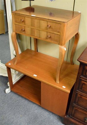 Lot 1360 - A two drawer side table and a further table on castors (2)