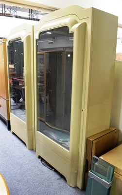 Lot 1363 - Pair of good quality modern display cabinets with glass shelves and interior lighting, each...