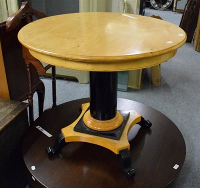 Lot 1371 - Reproduction Biedermeier style satin birch and ebonised circular table