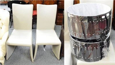 Lot 1378 - A pair of Kesterport grey side chairs together with three lamp shades (5)