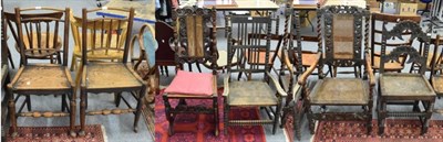 Lot 1381 - Six 18th/19th century chairs comprising: an 18th century carved oak chair; an 18th century...