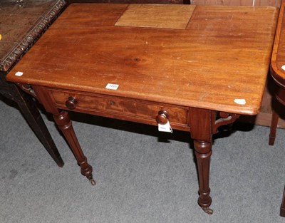 Lot 1415 - A Victorian mahogany single drawer writing desk, top with a hinged stationary compartment