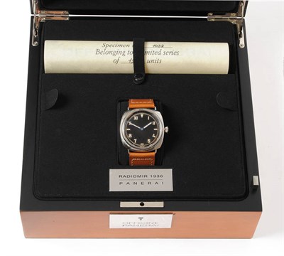 Lot 646 - A Limited Edition Stainless Steel Wristwatch, signed Officine Panerai, Model: Panerai Radiomir...