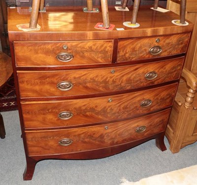 Lot 1434 - George III mahogany bow fronted five drawer chest, 102cm wide