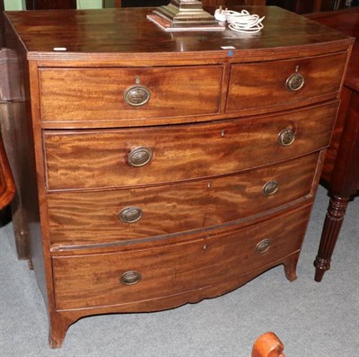 Lot 1448 - George III mahogany bow fronted chest, 107cm wide