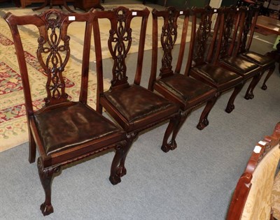 Lot 1450 - Set of six early 20th century Chippendale revival dining chairs with drop-in seats