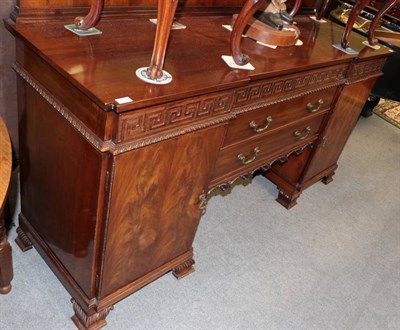 Lot 1477 - A Chippendale revival carved mahogany breakfront sideboard, late 19th/early 20th century, the...