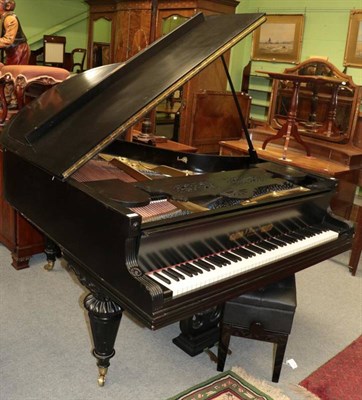 Lot 1480 - F Rosener: A 5'10'' ebonised grand piano, late 19th century, on carved and fluted tapering legs...