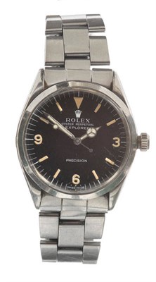 Lot 654 - A Stainless Steel Automatic Centre Seconds Wristwatch, signed Rolex, Oyster, Perpetual,...