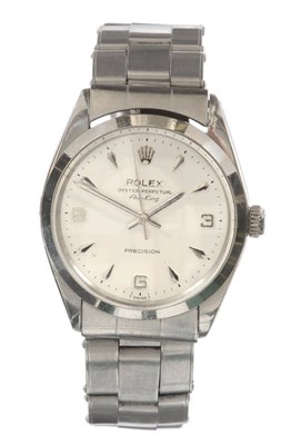 Lot 656 - A Stainless Steel Automatic Centre Seconds Wristwatch, signed Rolex, Oyster Perpetual, Model:...