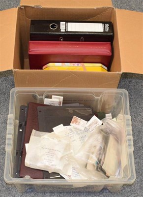 Lot 85 - GB and World Stamps - in 2 large boxes. Cardboard Box with junior album, FDCs, loose in tin,...