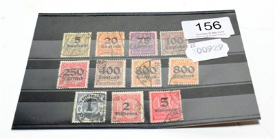 Lot 156 - Germany - 1923 (Aug-Oct) inflation surcharged officials used including the scarce 800t on 30pf...