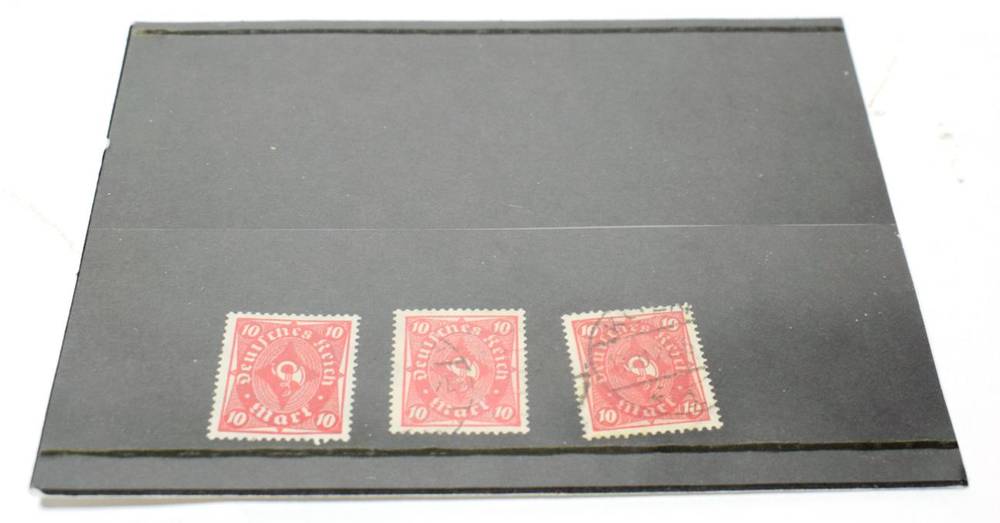 Lot 157 - Germany - 1922 10m carmine and rose mint and used both with variety background omitted cat £1,670