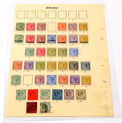 Lot 161 - Gibraltar - album page with good mint sets Victoria to Edward VII including 1886 to 1/- (except...