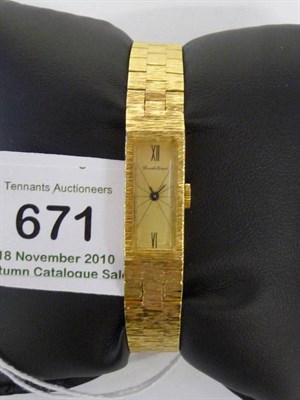 Lot 671 - A Lady's 9ct Gold Wristwatch, signed Bueche Girod, circa 1965, 17-jewel nickel finished lever...