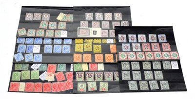 Lot 217 - GB - Edward VII mint selection on cards with 1/2d (9), 1d (11), 1 1/2d (6), 2d (3), 2 1/2d (14), 3d