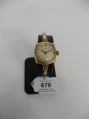 Lot 678 - A Lady's 9ct Gold Wristwatch, signed Rolex, 1924, 15-jewel lever movement, bimetallic balance,...